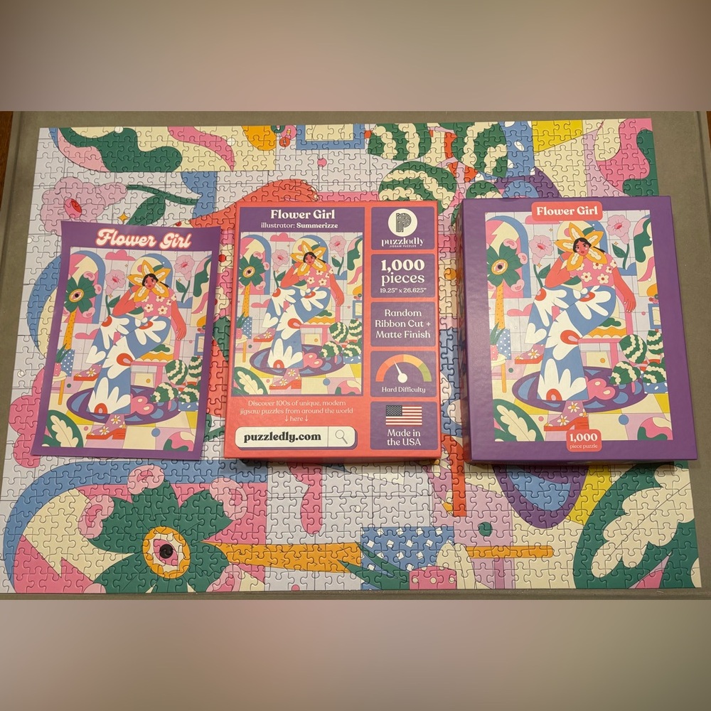 Puzzledly Flower Girl 1000 Piece Puzzle - Picture 2 of 3